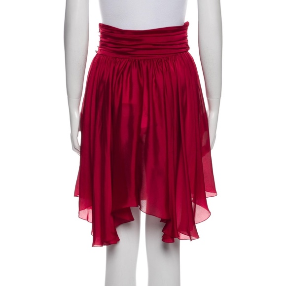 Alexandre Vauthier Red Featherweight 100% Silk Knee-Length Skirt * NEW * 65% OFF - Picture 3 of 8